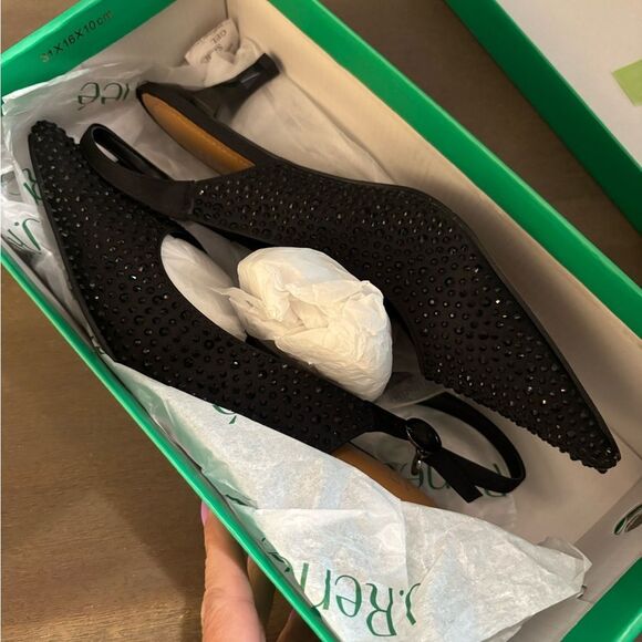 J.Renee Black Ferryanne Slingback Heels / Rhinestones Sz 8.5 New - Picture 5 of 10